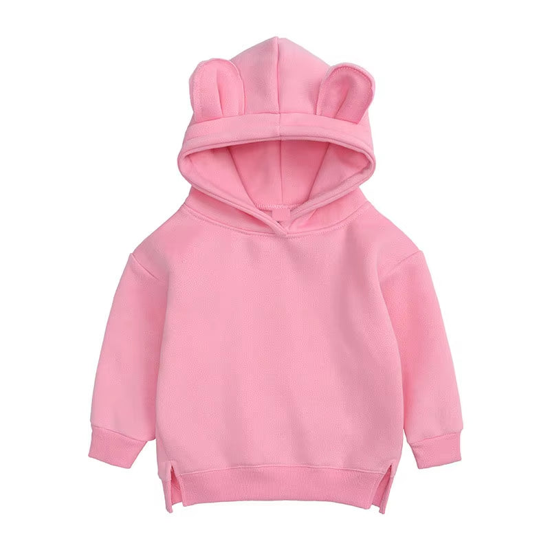 Toddler Baby Kids Boy Girl Hooded Cartoon Ear Hoodie Sweatshirt Tops Clothes Roupa Infantil Solid Hoodies Autumn Winter