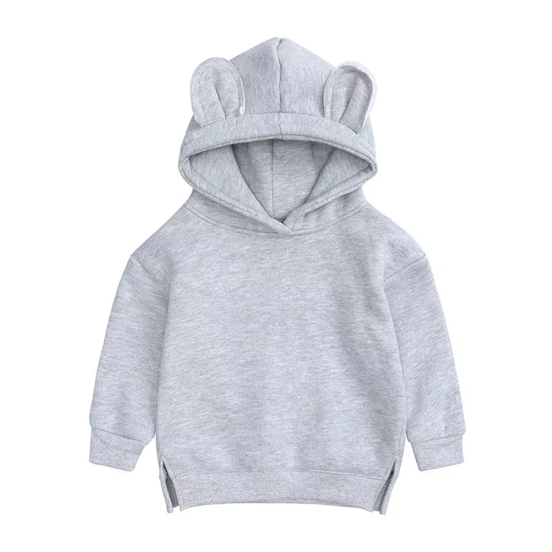 Toddler Baby Kids Boy Girl Hooded Cartoon Ear Hoodie Sweatshirt Tops Clothes Roupa Infantil Solid Hoodies Autumn Winter