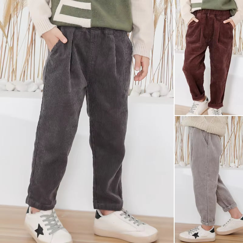 Fashion Children Pants Corduroy Kids Spring Autumn Clothes Girls Trousers for Baby Boys Harem Pants Solid 90~130 Green