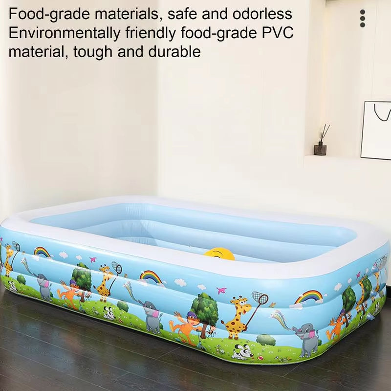 Inflatable Pool for Kids Foldable Square Blow up Pool Thickened Inflatable Pool for Water Party Space-Saving Swimming Pool For