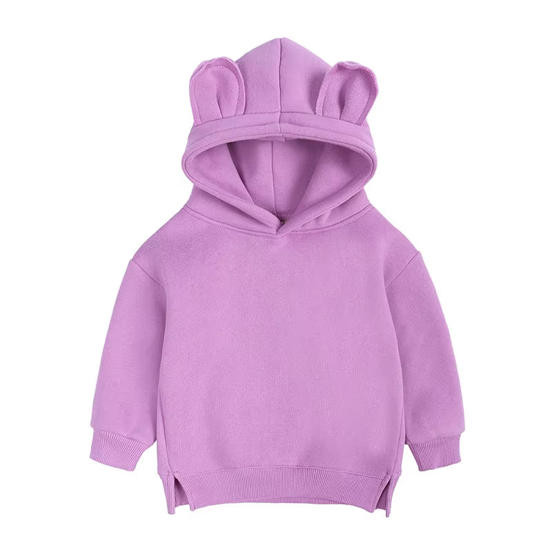 Toddler Baby Kids Boy Girl Hooded Cartoon Ear Hoodie Sweatshirt Tops Clothes Roupa Infantil Solid Hoodies Autumn Winter