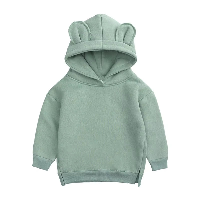 Toddler Baby Kids Boy Girl Hooded Cartoon Ear Hoodie Sweatshirt Tops Clothes Roupa Infantil Solid Hoodies Autumn Winter