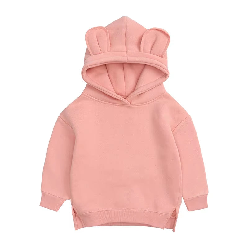 Toddler Baby Kids Boy Girl Hooded Cartoon Ear Hoodie Sweatshirt Tops Clothes Roupa Infantil Solid Hoodies Autumn Winter