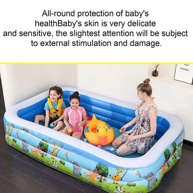 Inflatable Pool for Kids Foldable Square Blow up Pool Thickened Inflatable Pool for Water Party Space-Saving Swimming Pool For