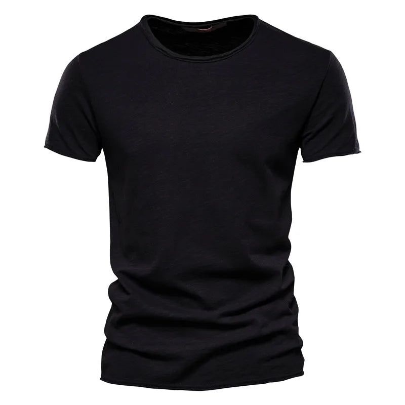 Brand Quality 100% Cotton Men T-Shirt V-Neck Fashion Design Slim Fit Soild T-Shirts Male Tops Tees Short Sleeve T Shirt for Men