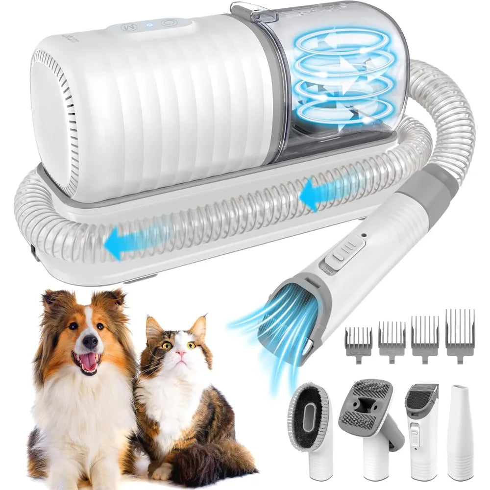 Dog Grooming Vacuum Kit: 16000Pa Powerful Dog Vacuum Brush for Shedding Grooming 99% Pet Hair Suction with 4 Pet Grooming