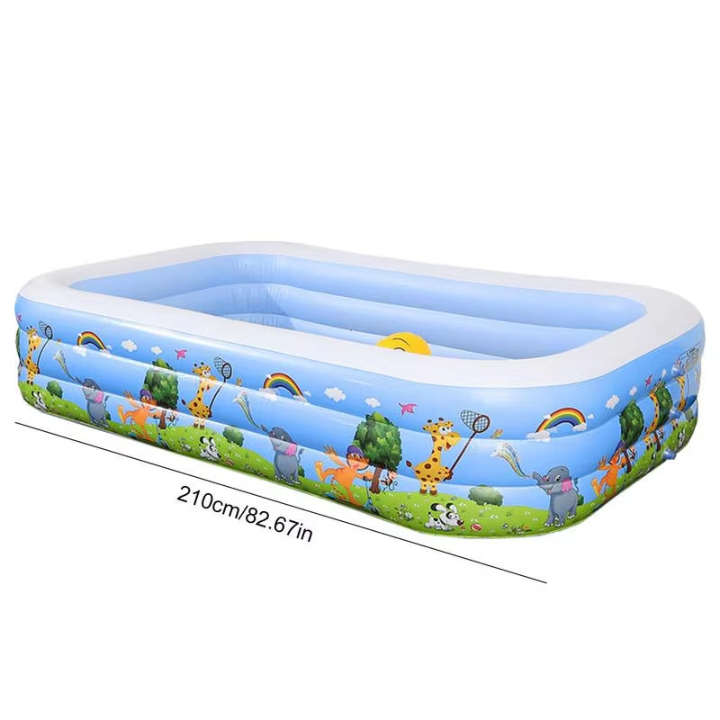 Inflatable Pool for Kids Foldable Square Blow up Pool Thickened Inflatable Pool for Water Party Space-Saving Swimming Pool For