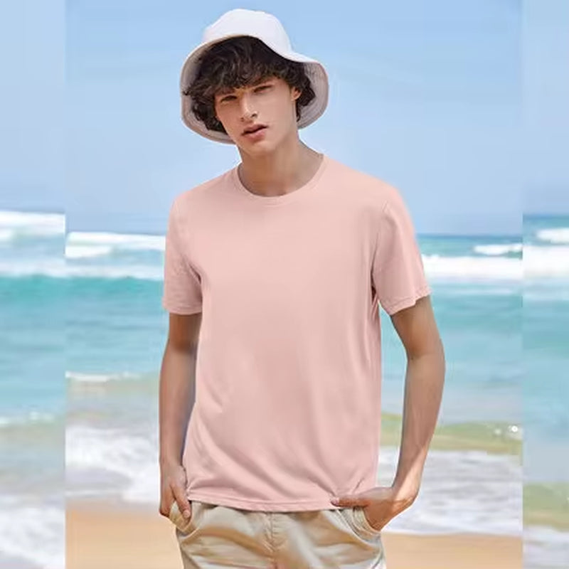 Summer Cotton T Shirts Men 2023 Simple O Neck Stretch Solid New Tops Clothing Casual Tshirt Man Streetwear Cool Tee Shirts