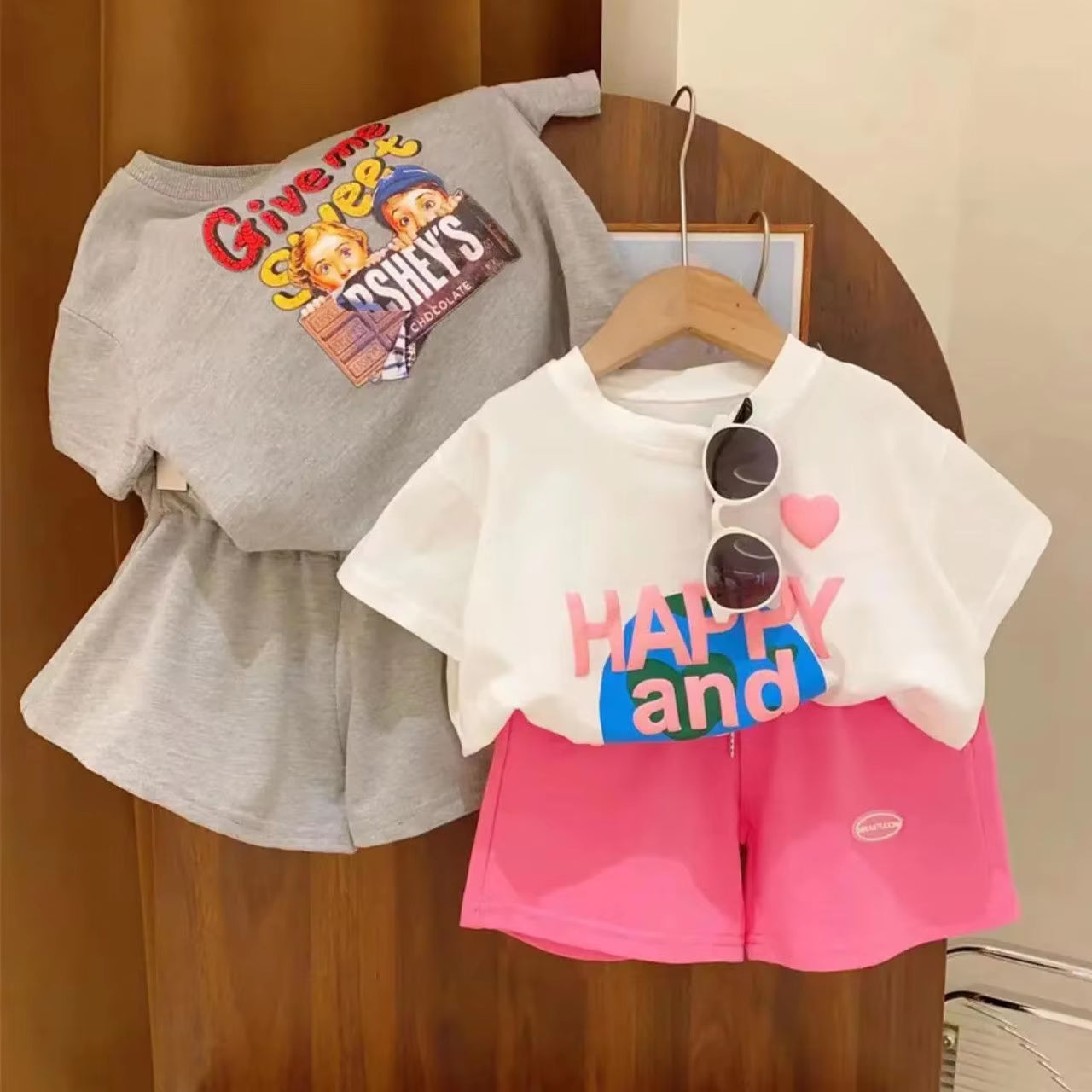 2023 Girls Boys Clothing Set Printed Tees Shirts+Shorts Baby Kids Casual Suits Summer Clothes Children Wear