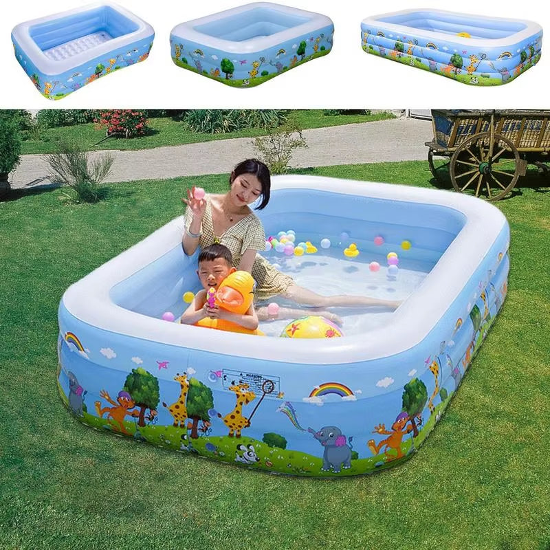 Inflatable Pool for Kids Foldable Square Blow up Pool Thickened Inflatable Pool for Water Party Space-Saving Swimming Pool For