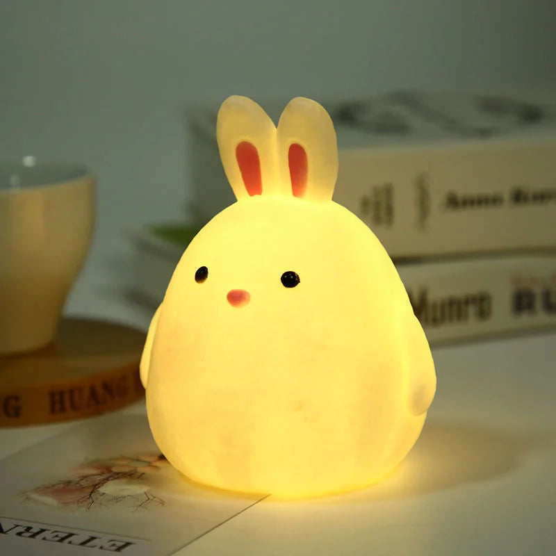 Touch Rabbit Night Light Silicone Dimmable USB Rechargeable Lamps for Kid Baby Gift Cartoon Cute Animal Obesity Bunny Night Lamp