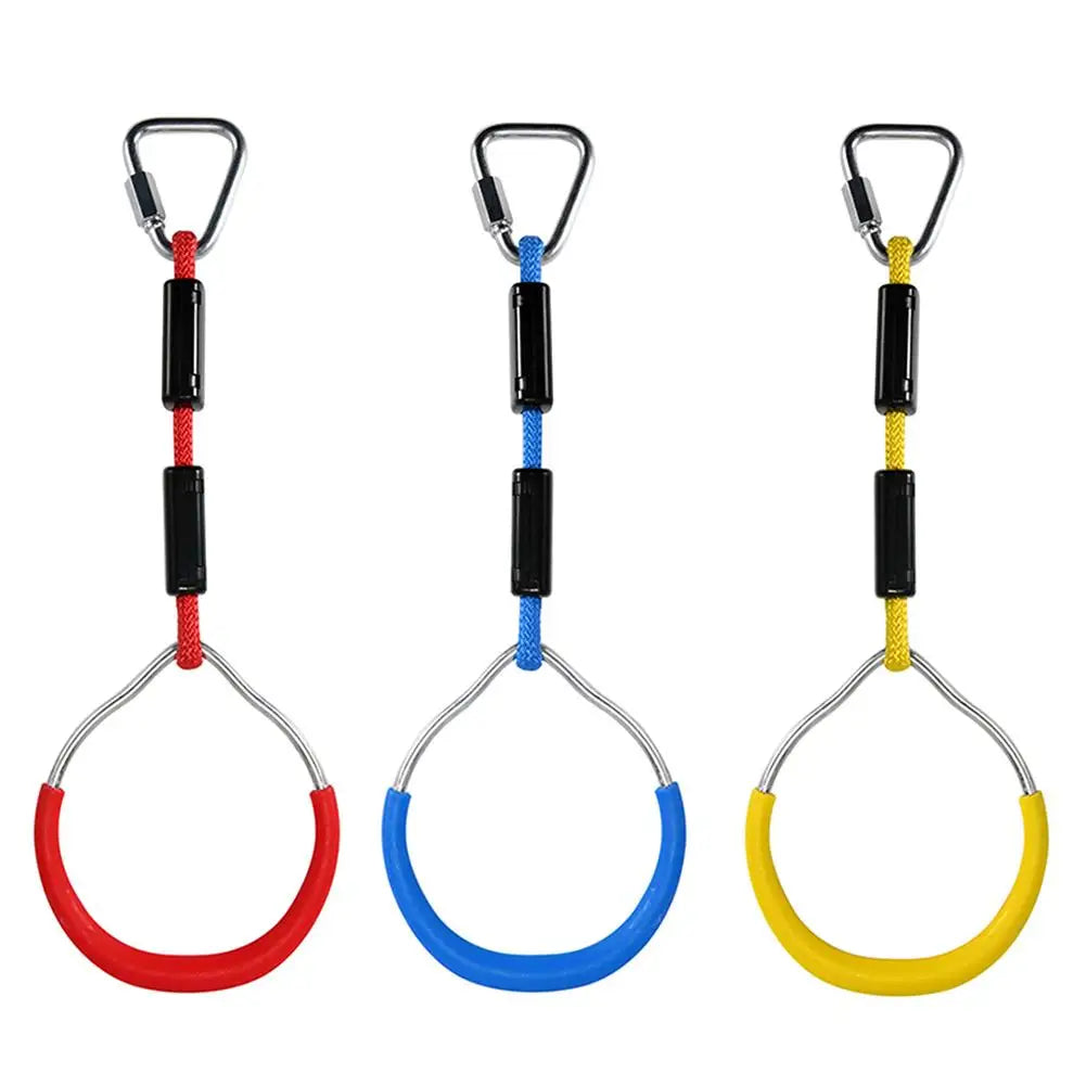 3Pcs Colorful Swing Bar Rings Outdoor Gymnastic Ring Ninja Obstacle Course Kit Aerial Climbing Hanging Rings for Children