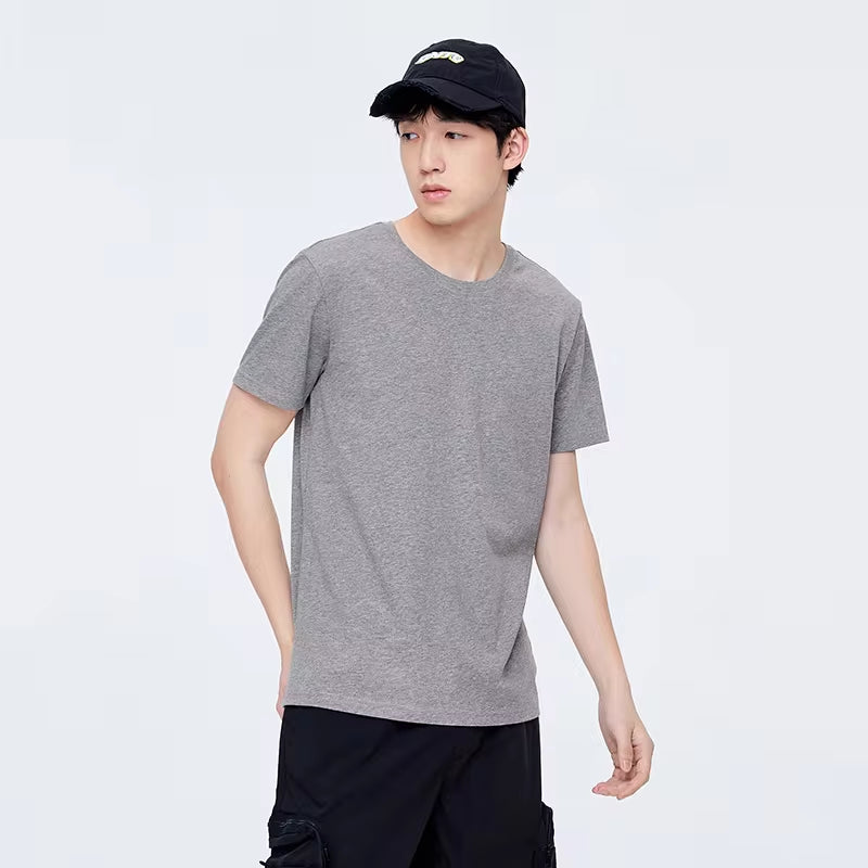 Summer Cotton T Shirts Men 2023 Simple O Neck Stretch Solid New Tops Clothing Casual Tshirt Man Streetwear Cool Tee Shirts