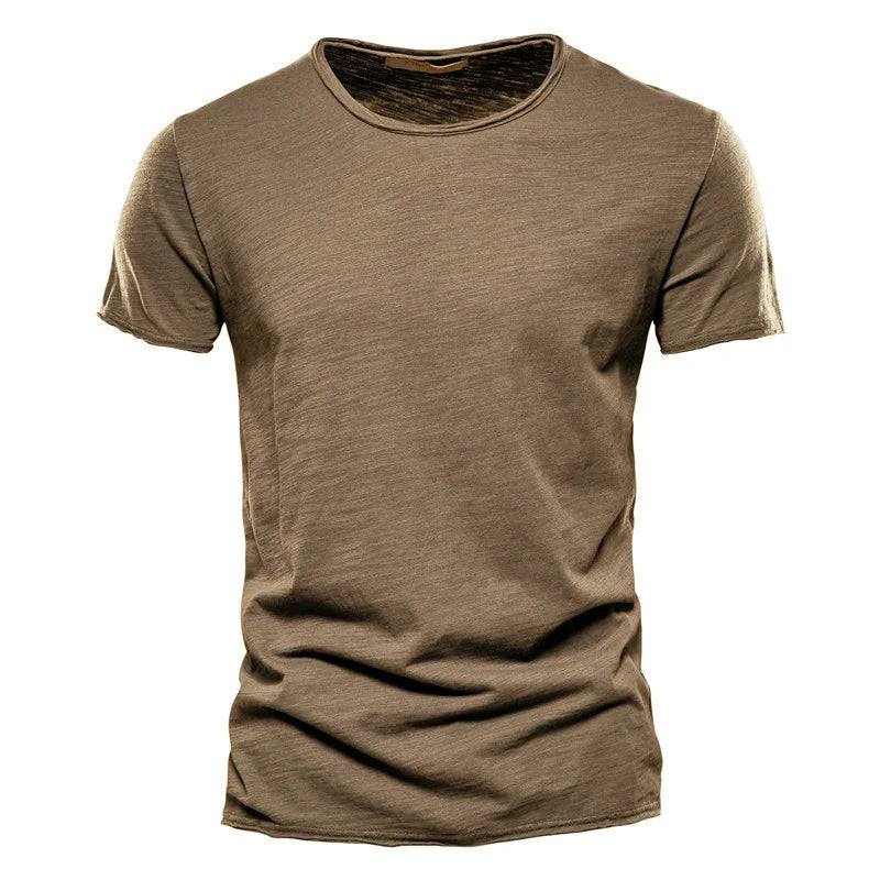 Brand Quality 100% Cotton Men T-Shirt V-Neck Fashion Design Slim Fit Soild T-Shirts Male Tops Tees Short Sleeve T Shirt for Men