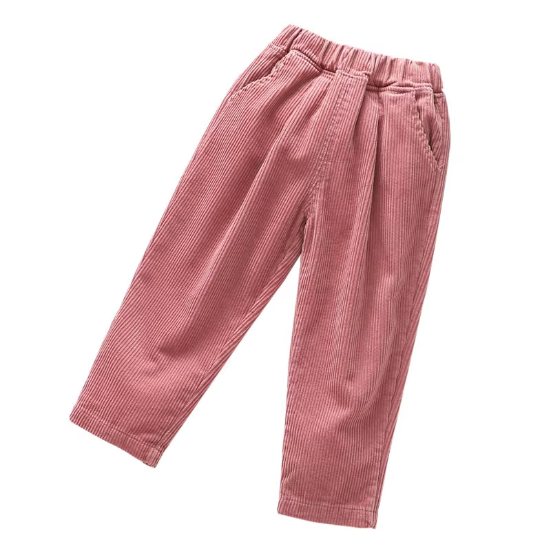 Fashion Children Pants Corduroy Kids Spring Autumn Clothes Girls Trousers for Baby Boys Harem Pants Solid 90~130 Green