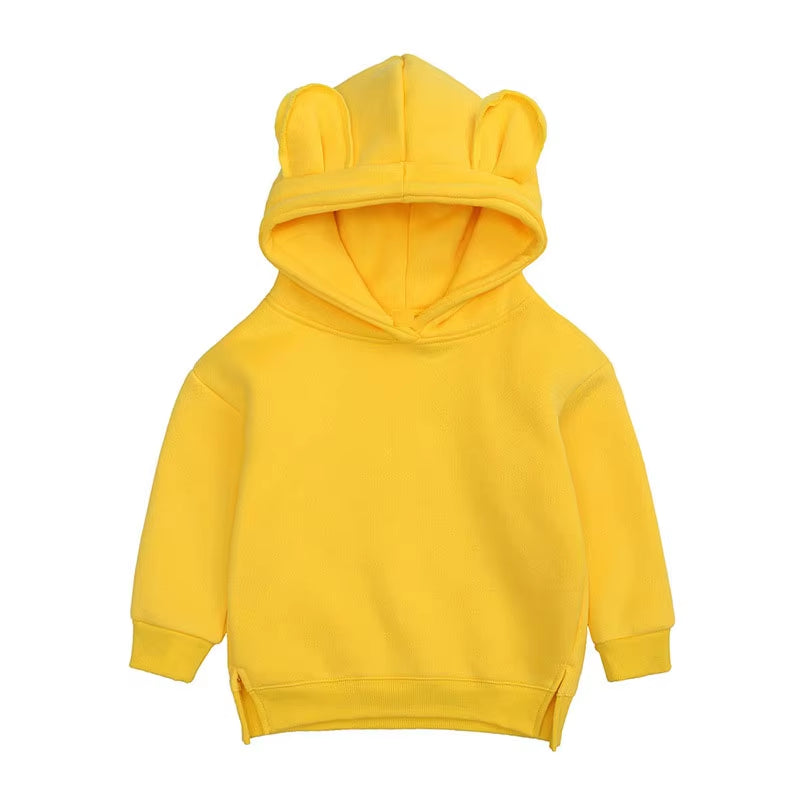 Toddler Baby Kids Boy Girl Hooded Cartoon Ear Hoodie Sweatshirt Tops Clothes Roupa Infantil Solid Hoodies Autumn Winter