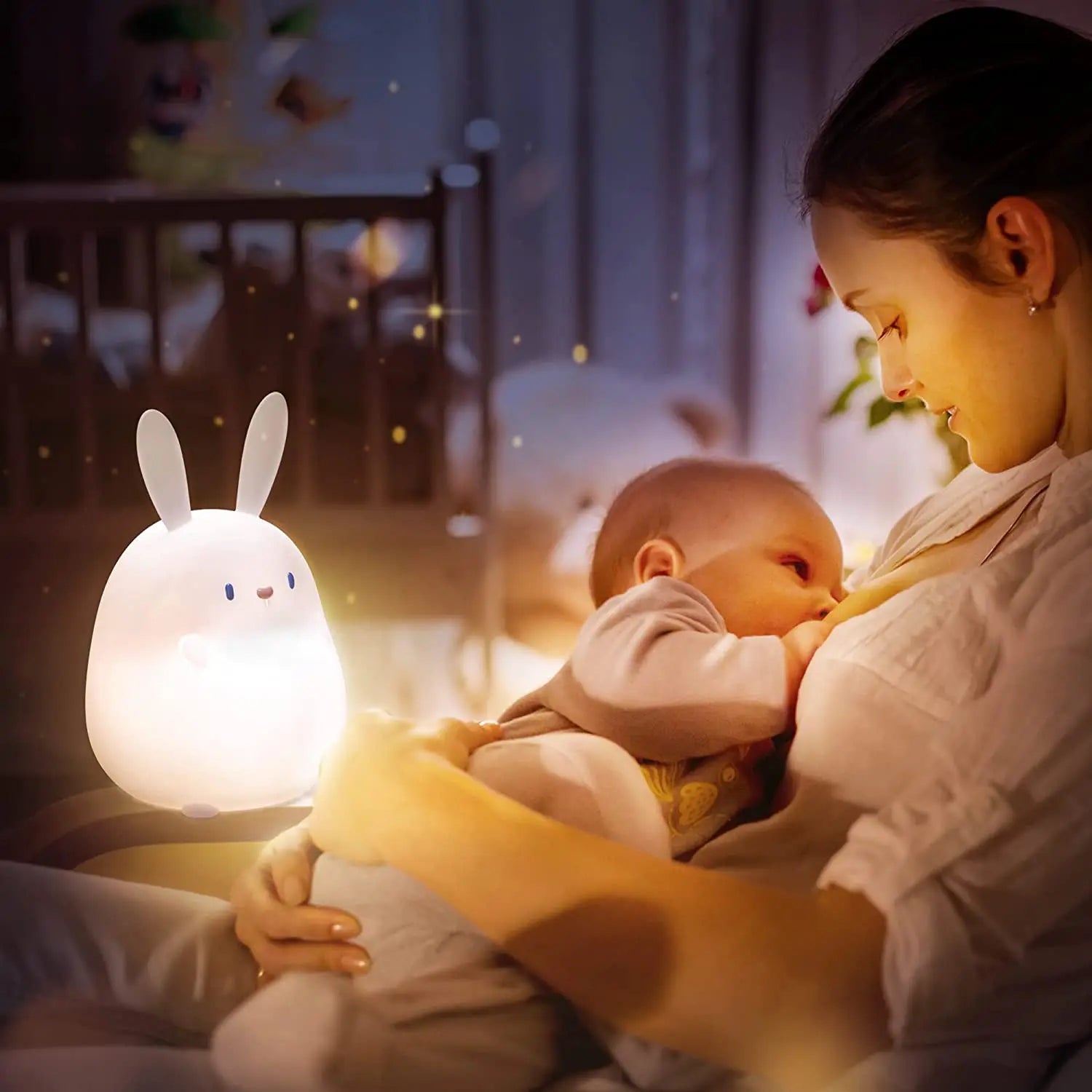 Touch Rabbit Night Light Silicone Dimmable USB Rechargeable Lamps for Kid Baby Gift Cartoon Cute Animal Obesity Bunny Night Lamp