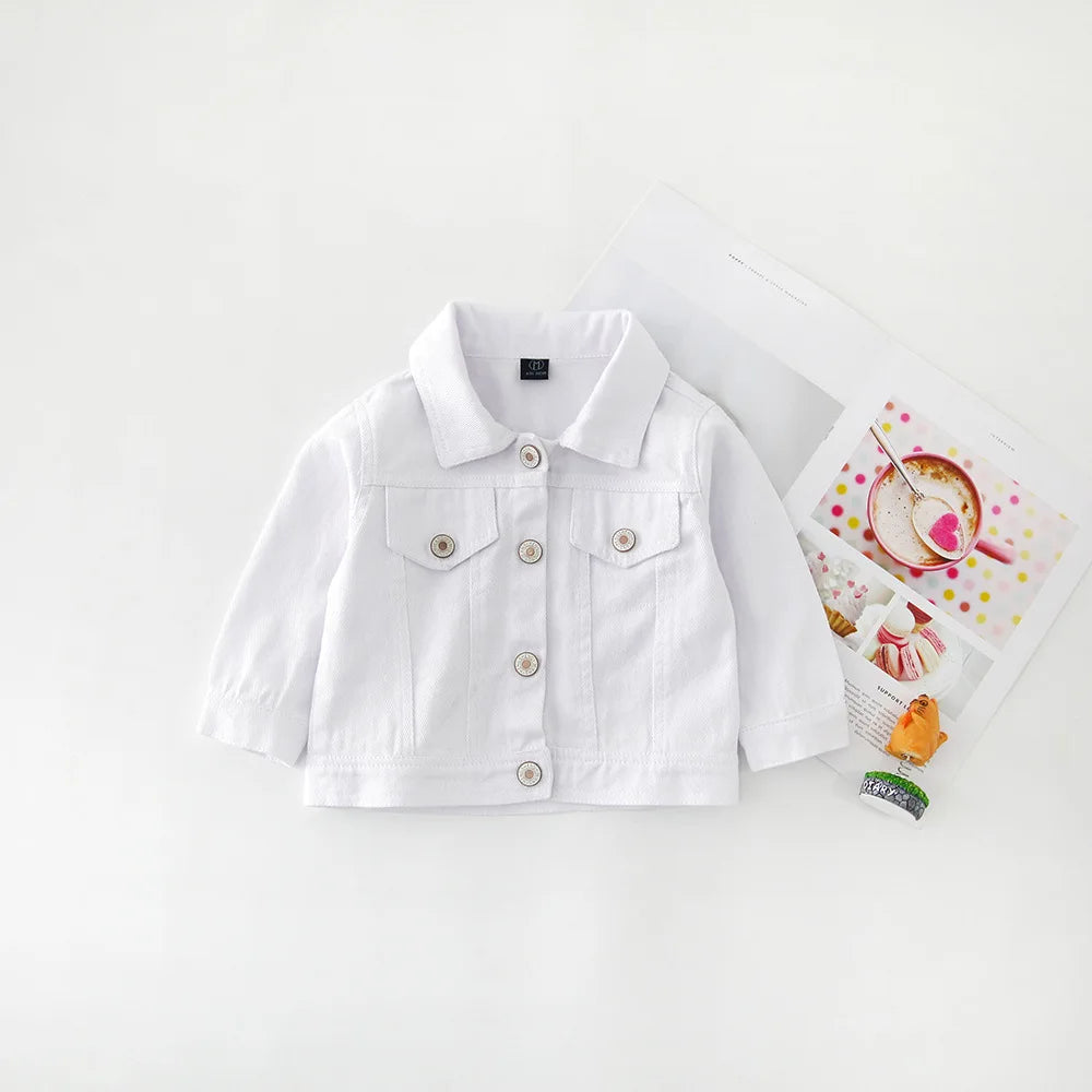 Brand New Baby Girls Boys Candy Color Denim Jacket Kids Cotton Casual Jeans Jackets Children Clothes 1-10Age