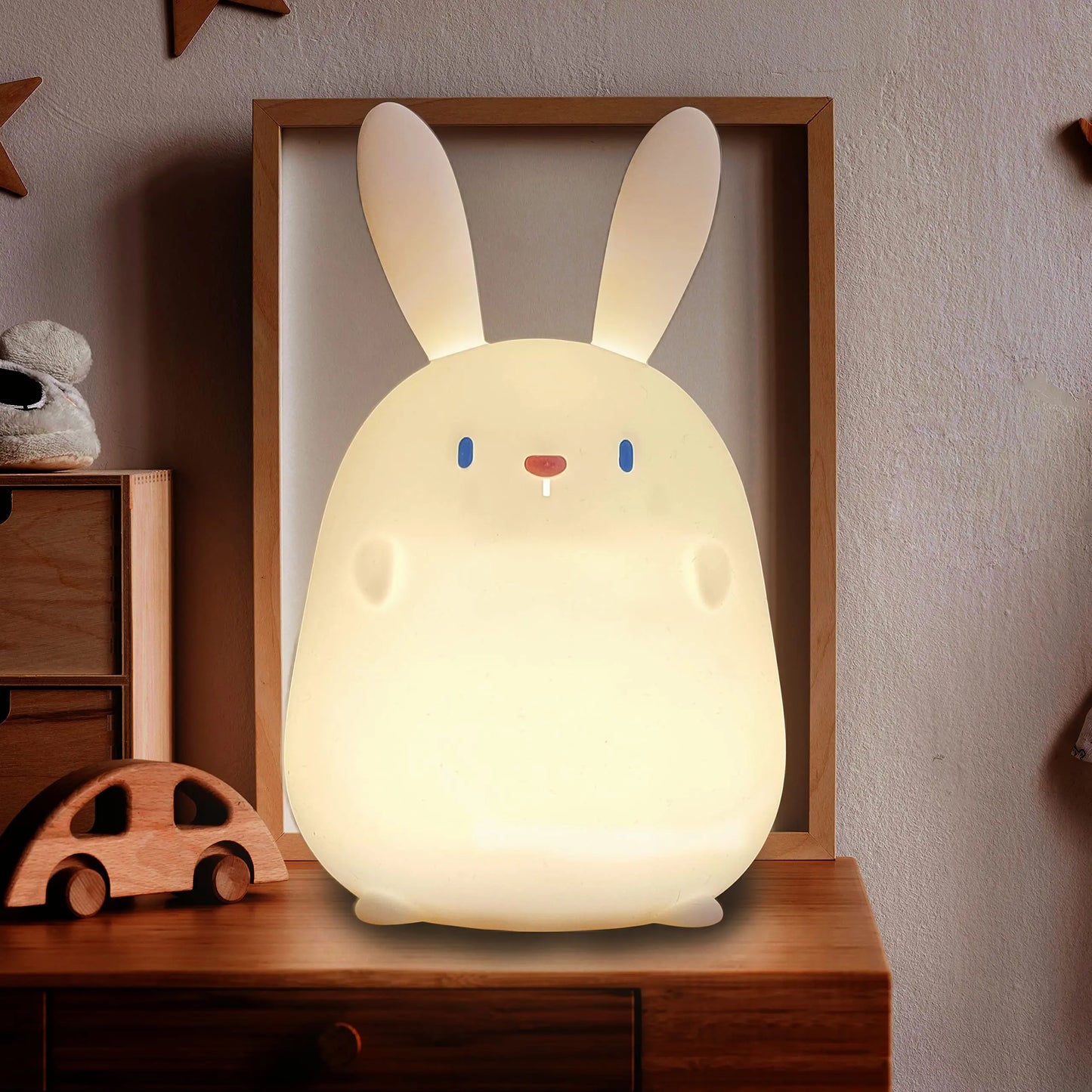 Touch Rabbit Night Light Silicone Dimmable USB Rechargeable Lamps for Kid Baby Gift Cartoon Cute Animal Obesity Bunny Night Lamp