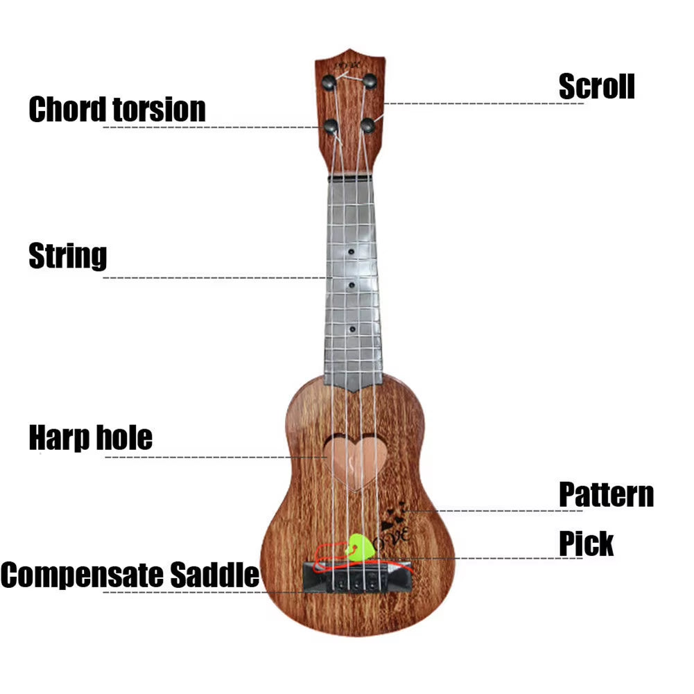 Mini Beginner Safe Classical Simple Ukulele Guitar 4 Strings Educational Musical Concert Instrument Toy for Kids Christmas Gift