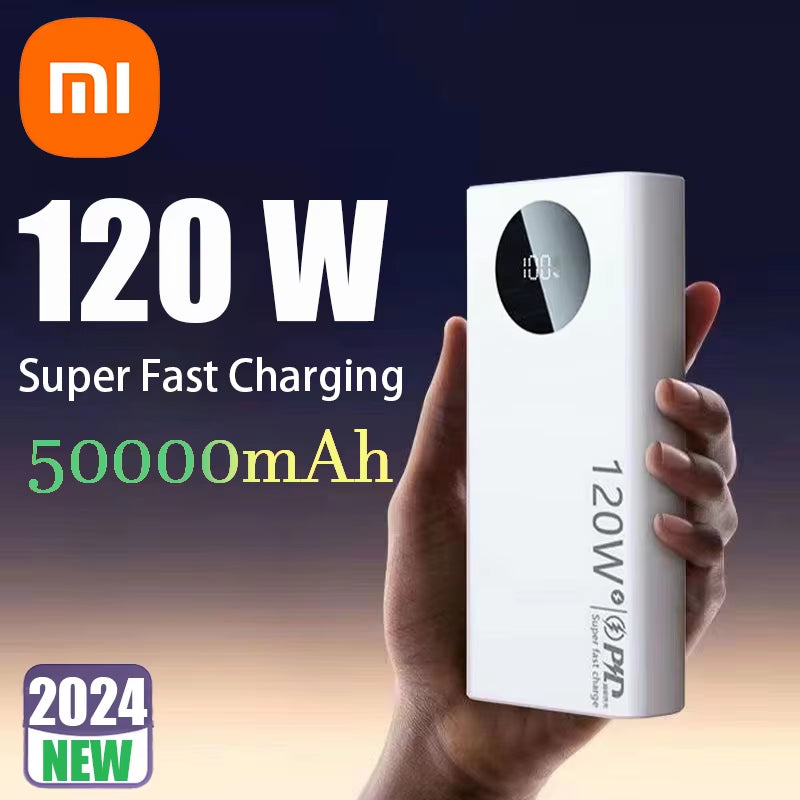 Xiaomi 120W 50000Mah High Capacity Power Bank Fast Charging Powerbank Portable Battery Charger for Iphone Samsung Huawei 2024