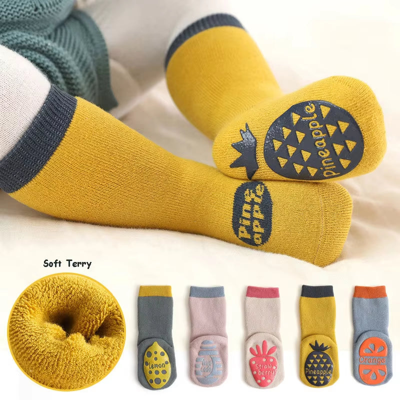 Winter Baby Thermal Non Slip Socks for Girl Boy Children Cotton Sock Newborn Toddler Home Thick Sock Infant Anti-Slip Sleep Sock