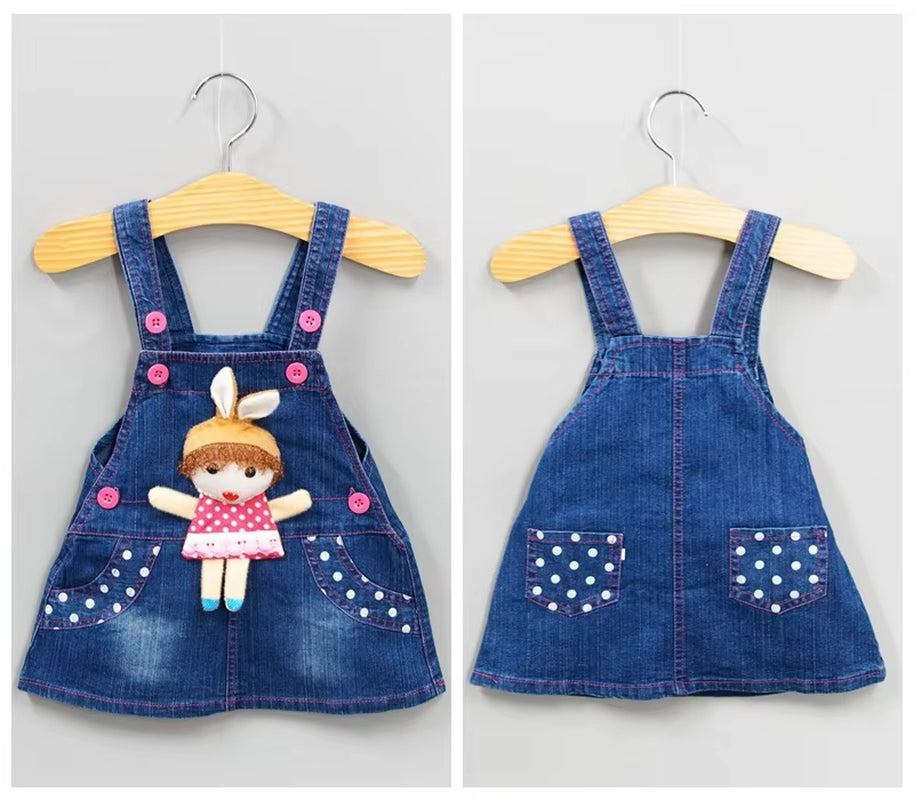 1-4T Baby Sundress Summer Girls Denim Pinafore Overalls Kids Jeans Dress Cute Outwear Sweat Toddlers Clothing Infant Clothes