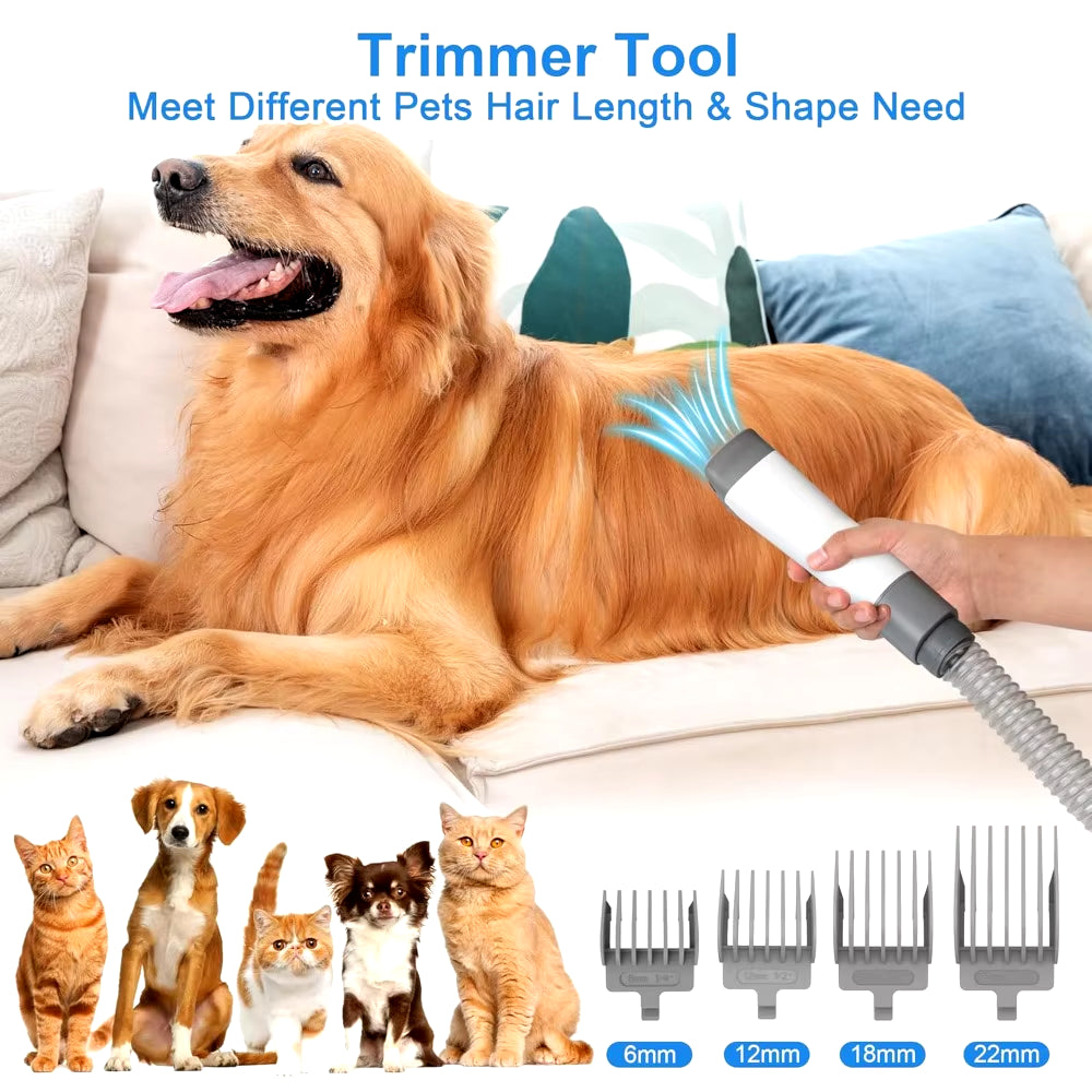 Dog Grooming Vacuum Kit: 16000Pa Powerful Dog Vacuum Brush for Shedding Grooming 99% Pet Hair Suction with 4 Pet Grooming