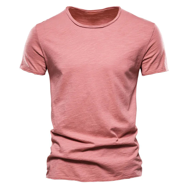 Brand Quality 100% Cotton Men T-Shirt V-Neck Fashion Design Slim Fit Soild T-Shirts Male Tops Tees Short Sleeve T Shirt for Men