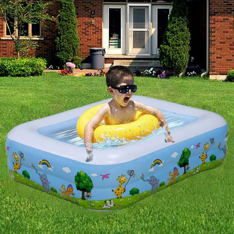 Inflatable Pool for Kids Foldable Square Blow up Pool Thickened Inflatable Pool for Water Party Space-Saving Swimming Pool For