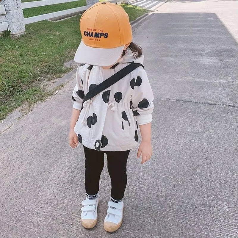 Girls Boys Dot Hoodies Jackets Spring Autumn Winter Trench Coats Baby Kids Cotton Casual Overcoat Children Clothes 1-8Age