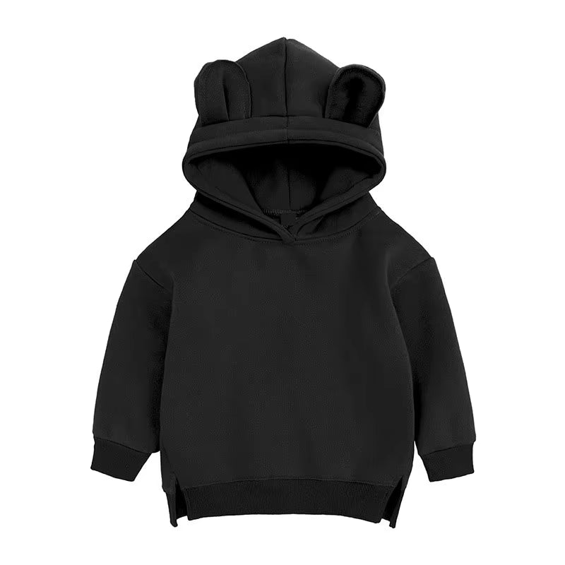 Toddler Baby Kids Boy Girl Hooded Cartoon Ear Hoodie Sweatshirt Tops Clothes Roupa Infantil Solid Hoodies Autumn Winter