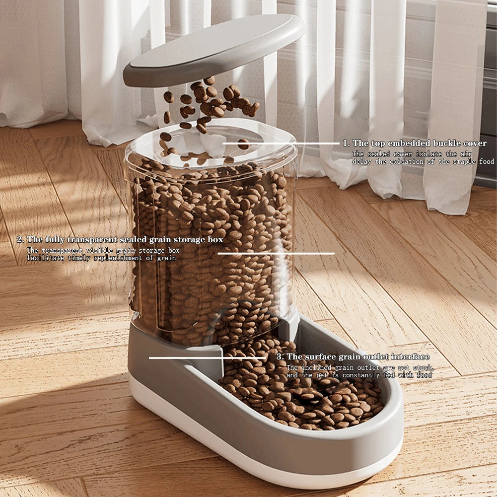 Automatic Dog Cat Feeder Water Dispenser, Large Capacity Cat Food Water Dispenser, Cat Food Containers, Easy Cleaning Pet